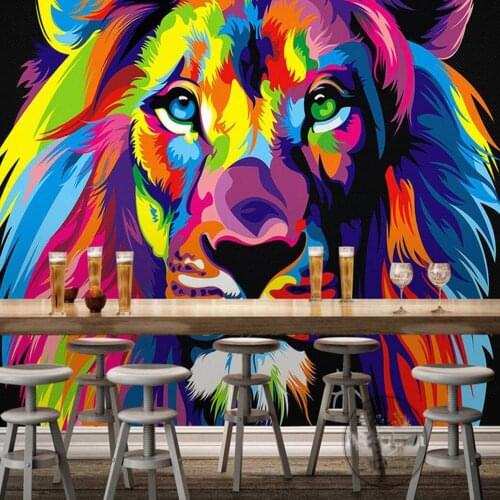 Colorful Lion Animal Photo Wallpaper Mural Painting Murals Custom Landscape Home Decor Wall Paper Papel De Parede Para Quarto