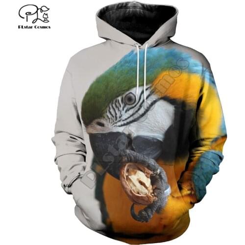 PLstar Cosmos Colorful Parrot 3D Printed Hoodies Casual Men/Women Zipper Hooded Funny Animal Unisex Brand Streetwear Apparel P24