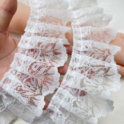 7cm wide white lace mesh pleated clothing skirt cuffs diy doll clothes lace accessories