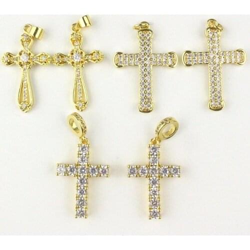 15-25mm 20pcs/lot High quality colorful cz pendant,cross shape cubic zircon charm, bracelet/necklace component wholesale