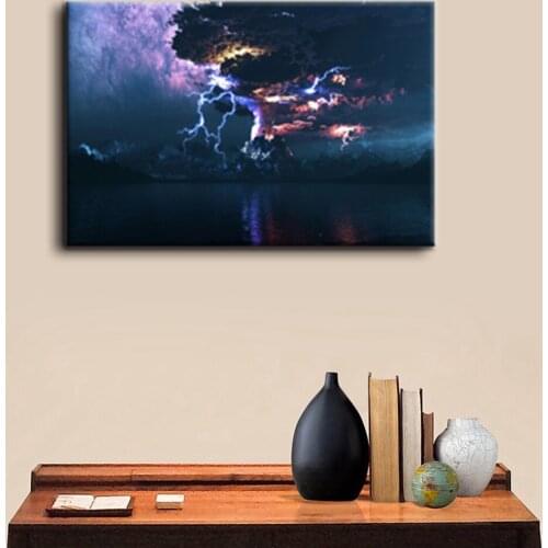 Office Decorative The Lightning And Volcano Wall Art Painting Photo HD Print On Canvas Giclee Artwork For Home Decor Cool Gift
