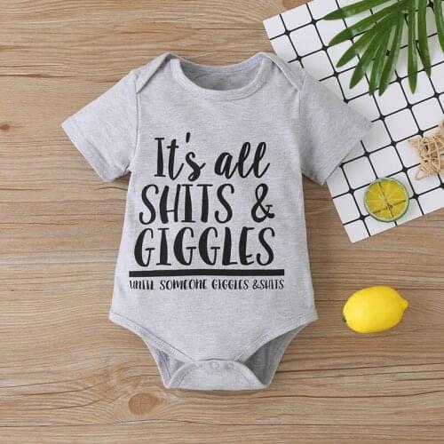 New Summer Infant Clothes Cotton Letter Short Sleeve T-shirt Tops Baby Bodysuit Home Baby Pajamas Casual Baby Boy Clothes 0-12M
