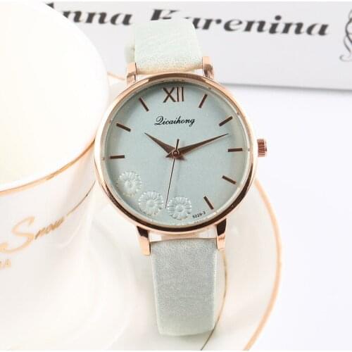 New Creative Flower Watch Women Luxury Fashion Casual Quartz Watches Genuine Leather Strap Ladies Elegant Wrist Watch Girl