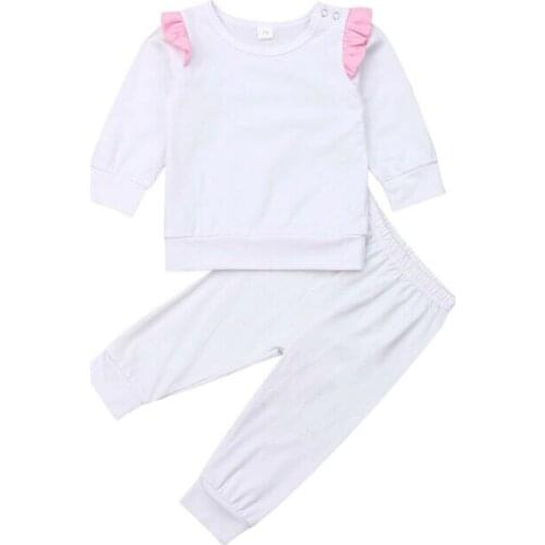 Newborn Baby Girl Clothes Long Sleeveless Cotton T-shirt Top+Pants Kids 0-2T ste Clothing