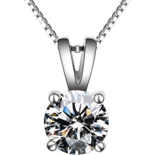 Classic Four Claws Round Crystal Pendant Necklace Lady Party Accessories Trendy Silver Plated Clavicle Necklaces Women Jewelry