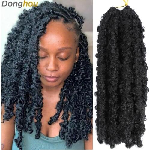 Donghou Hair Butterfly Locks Crochet Hair Extension Short Butterfly Faux Locs Crochet Hair Locs Pre-Twist Butterfly Dreadlocks