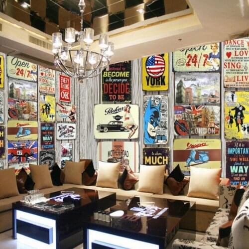 Drop Shipping Wallpaper 3d European Style Nostalgic Phone Booth Car Beauty Picture Mural Cafe TV Backdrop Bar Corridor Wallpaper