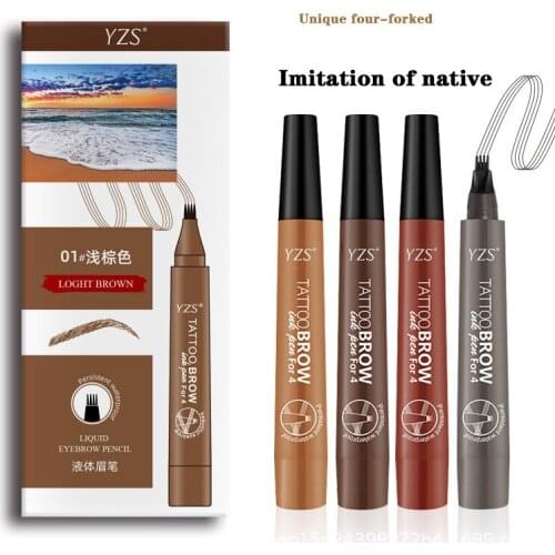 Multicolor Four-prong Eyebrow Pencil Claw Liquid Eyebrow Pencil Durable Sweat-proof Waterproof Liquid Water Four-headed Eyebrow