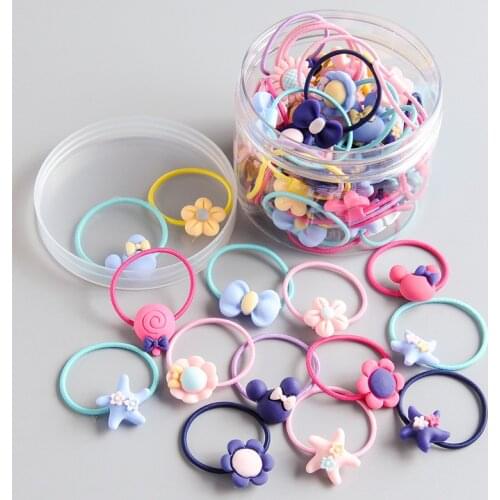 40pcs High Quality Hairwear Cartoon Baby Girl Elastic Hair Bands Ponytail Holder Hair Rope Kids Rubber Hair Bands Accessories
