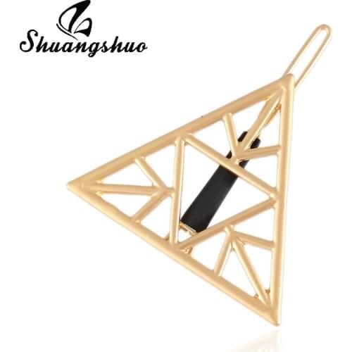 Shuangshuo Women Girls Fashion Hairpins Hollow Triangle Hair Clip Barrette Wedding Party Hair Accessories Indian Jewelry bijoux