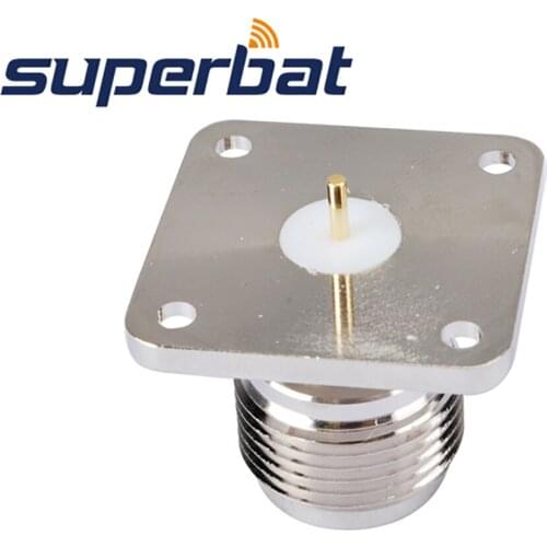 Superbat 10pcs N 4 Hole Panel Mount Jack Female with Solder Post Terminal RF Coaxial Connector