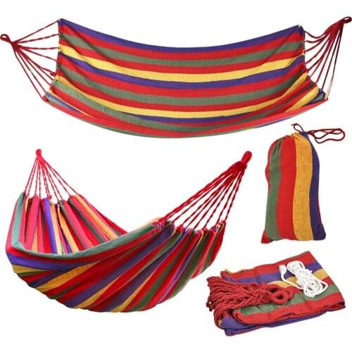 Outdoor Camping 190cm X 80cm Stripe Hang Bed Canvas Climbing Swing Widening Thicker Belt 150kg Loadable Anti-wear Hammock