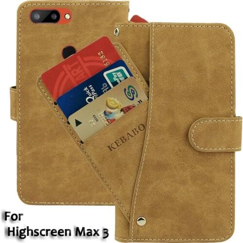 Vintage Leather Wallet Highscreen Max 3 Case 5.93" Flip Luxury Card Slots Cover Magnet Stand Phone Protective Bags