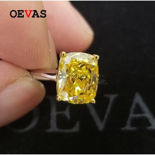 OEVAS 100% 925 Sterling Silver Sparkling Topza High Carbon Diamond Wedding Rings For Women Engagement Party Fine Jewelry Gifts