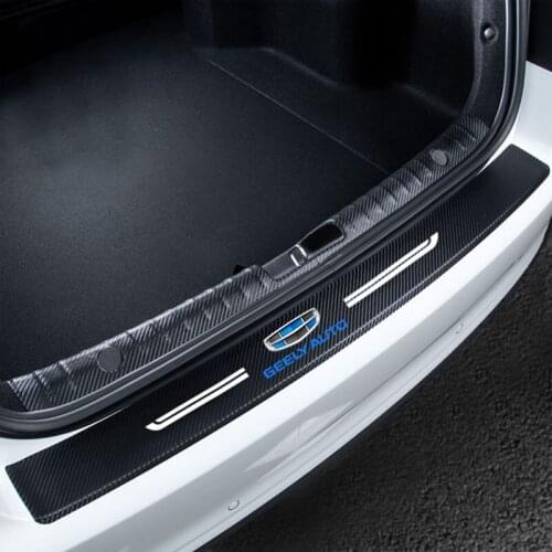 1Pcs For geely Car Rear Bumper Stickers carbon fiber fabric Trunk Guard Plate Stickers Car trunk decorative protective stickers