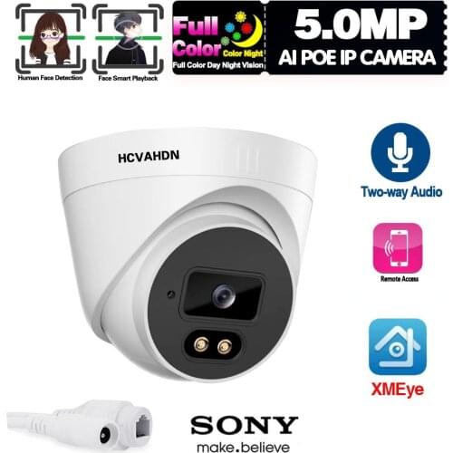 5MP CCTV POE IP Security Cameras Indoor Home Color Night Vision Dome Video Surveillance Camera System XMEYE H.265 ONVIF Audio
