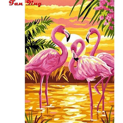 Diamond Painting Flamingo Full Drill Square Animal 5D Diamond Embroidery Rhinestone Picture Diamond Mosaic Gift