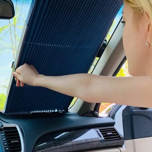 Car Retractable Windshield Sun Shade Block Sunshade Cover Front Rear Window Foil Curtain For Solar UV Protect 46/65/70cm