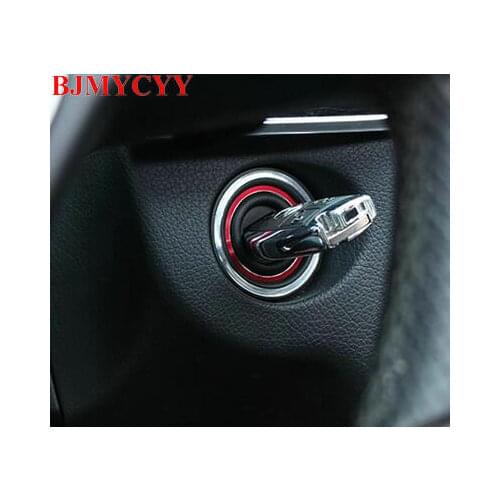 BJMYCYY Aluminum Engine Start Car Ignition Switch Cover Ring For Mercedes Benz AMG Glk Ml Gl Cla Gla Cls Red Blue Color 1Pc