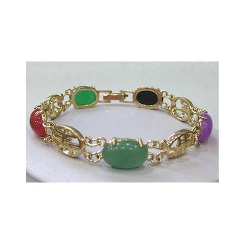 Free shipping wholesale fancy copper alloy inlay mixed colors stone AAA 7.5" Bracelet fashion jewelry new