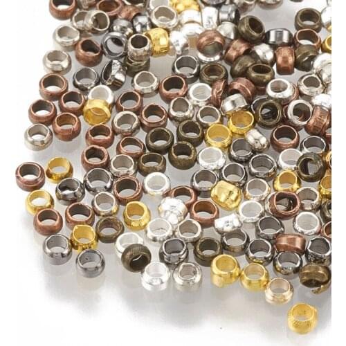3000pcs Brass Crimp Tube End Beads For DIY Jewelry Accessories Making Handicrafts Supplies Rondelle Mixed Color 2x1.2mm