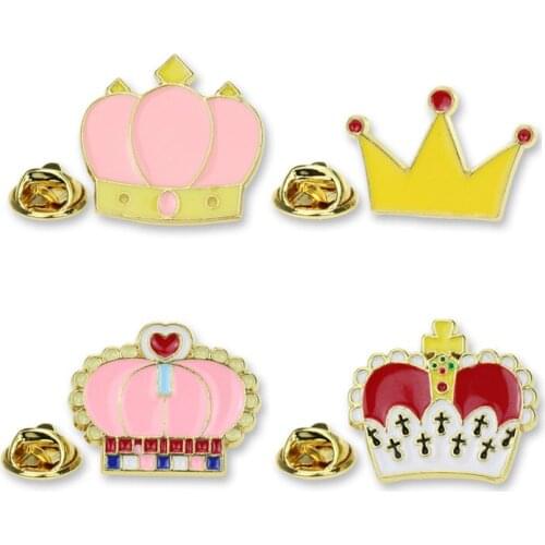 Cartoon childrens crown shape metal enamel DIY decoration clothing lapel pin can be customized interesting badge