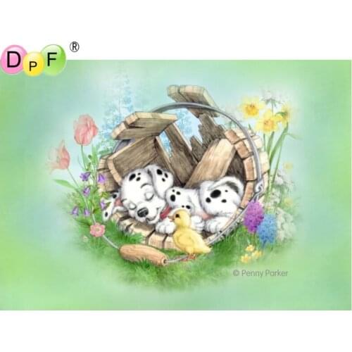 DPF Round full Diamond painting Dalmatian Duck 5D Diamond Embroidery Needlework Cross Stitch diamond Mosaic home decor crafts