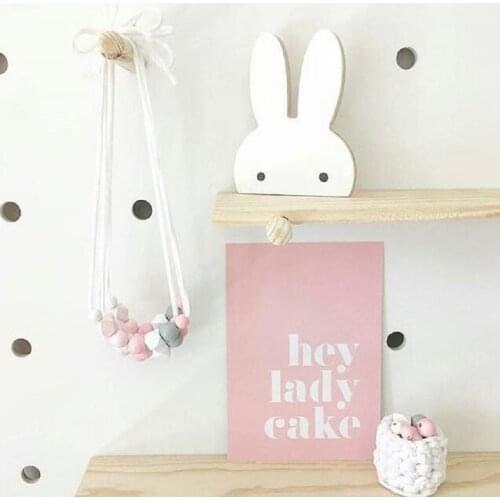 HOOQICT Nordic Kids Baby Girls Room Nursery Decoration Rabbit Wooden Wall Hanger Bathroom Organizer Hook Clothing Towel Rack