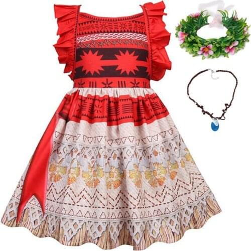 YOFEEL Princess Costume Moana for Girls Vaiana Dress Straps Backless Clothing Child Halloween Costumes for Kids Birthday Gifts