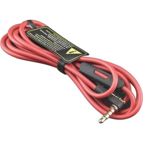 Jack 3.5 Red Audio Replacement Cable Inline Remote Mic Microphone Headset for Studio/earphones/iPhones 100pcs