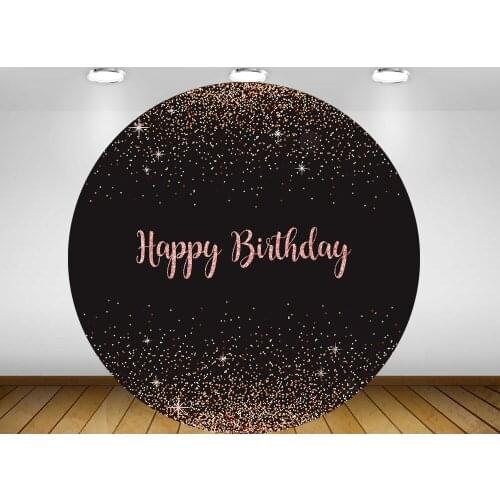 Round circle background glitter flash dots Backdrop girls customize birthday Party event decor table cover fabric vinyl YY-315
