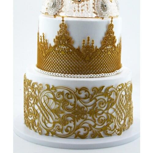 Leaf Lace Border Silicone Fondant Cake Sugarcraft Embossed Silicone Baking Mould Wedding cake decorating mould