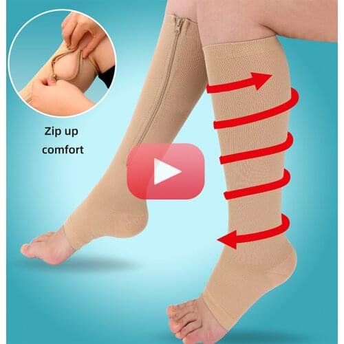 Burn Fat Zipper Compression Socks Womens Slim Sleeping Beauty Leg Prevent Varicose Veins Socks Medias De Mujer