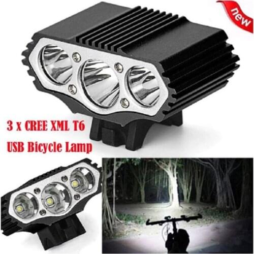 Newest 12000 Lm 3 x XML T6 LED USB Waterproof Lamp Bike Bicycle Headlight bicycle lights bike light lamp outdoor cycling#30