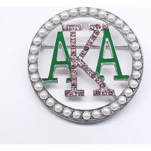 New fashion hollow large size round metal label brooch Greek letter society sorority crystal jewelry brooch