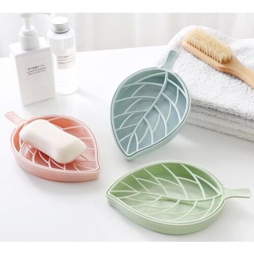 New household storage soap box Bathroom Shower Leaf Shape Soap Box Dish Storage Plate Tray Holder Case Container SN3495