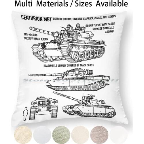Centurion British Tank Blueprint Gift Pillow Case Throw Pillow Cover Cotton Linen Flax Centurion Recognition Blueprint