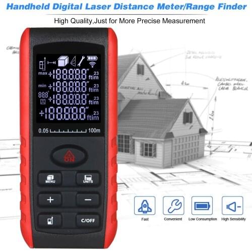 Portable Handheld Digital Laser Distance Meter Diastimeter Laser Distance Measuring Instrument Range Finder Area Volume 50-100M