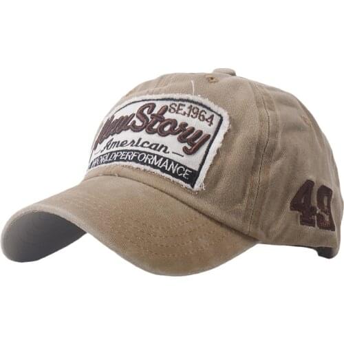 Washed Baseball Cap Embroidery Patch Outdoor Sports Sun Visor Retro Fitted Hat for Men Bone Casquette Hat Distressed Wearing