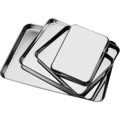 Rectangle Storage Trays Stainless Steel Household Steamed Sausage Dish Fruit Water Bread Pan Kitchen Baking Pastry Shallow Plate
