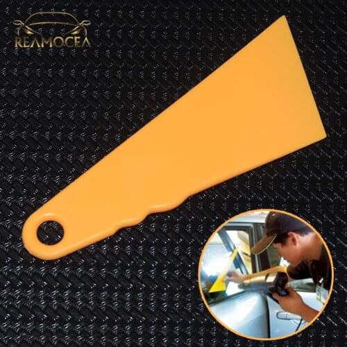 Reamocea 1x Car Tool Cleaner Glass Scraper Small Scraper Multi-purpose Car Foil Tool Yellow Triangle Small Scraper Mobile Film