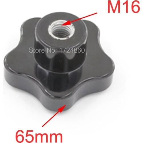 Quality Certified 16mm Thread Dia 65mm Head Diameter Star Knob Replacement Black Plastic M16 Star Knobs
