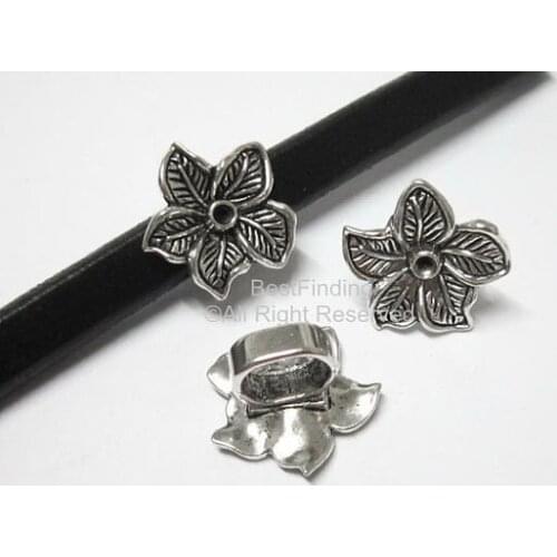 Licorice flower slider 10x6mm Licorice leather findings -LF74