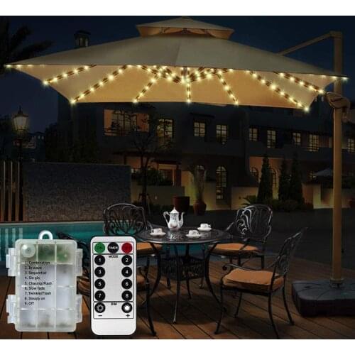 8 Modes 104LED Patio Umbrella Tent LED String Light Battery Operated Waterproof Outdoor Garden Backyard Holidays Party Light