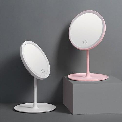 LED Makeup Mirror USB Charging Touch Adjustable Brightness 5x Magnifier Dressing Table Mirror Beauty Circle Light Vanity Mirror