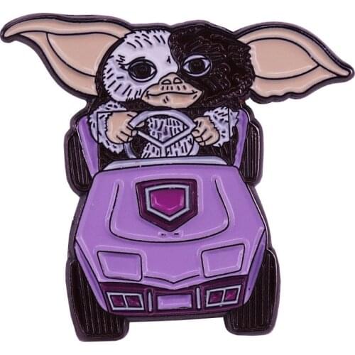 Vintage 80s Gremlins Gizmo Driving Enamel Pin and Brooch Christmas Gift
