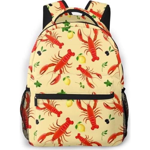Women Backpack Kids School Bag for Teenage Girls Lobster Sea Food Lemon Female Laptop Notebook Bagpack Travel Back Pack 2021
