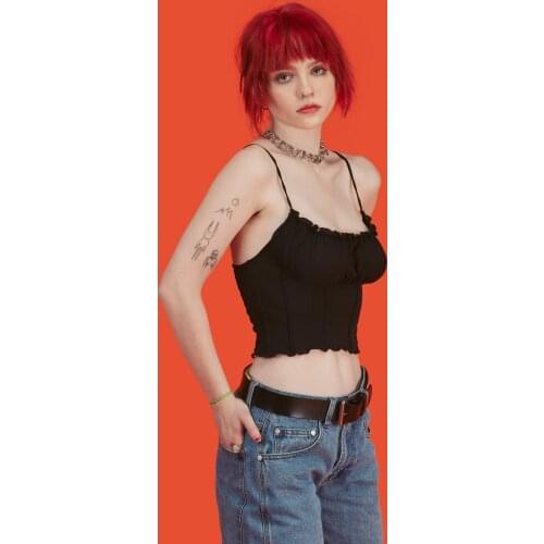 2020 Sweet Ruched Frilly Crop Top Women Sling Sleeveless Summer Camis Solid Color Camisole Sexy Bustier Top Female Vestidos