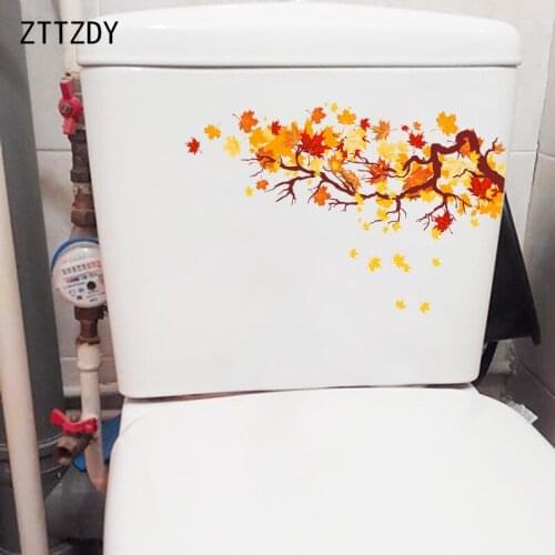 ZTTZDY 26.8×16.9CM Maple Leaves Cartoon Wall Decoration Creative Home Toilet WC Stickers Accessories T6-0241