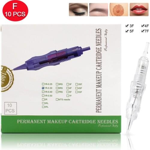 10pcs Cartridge Needle 2F 3F 4F 5F 7F Permanent Microblading Needle Disposable for Eyebrow lip Makeup Pen Machine Needles Tips